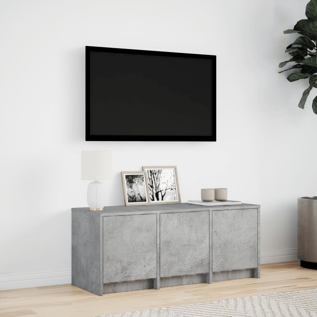 vidaXL Dulap TV cu LED, gri beton, 97x34x40 cm, lemn prelucrat