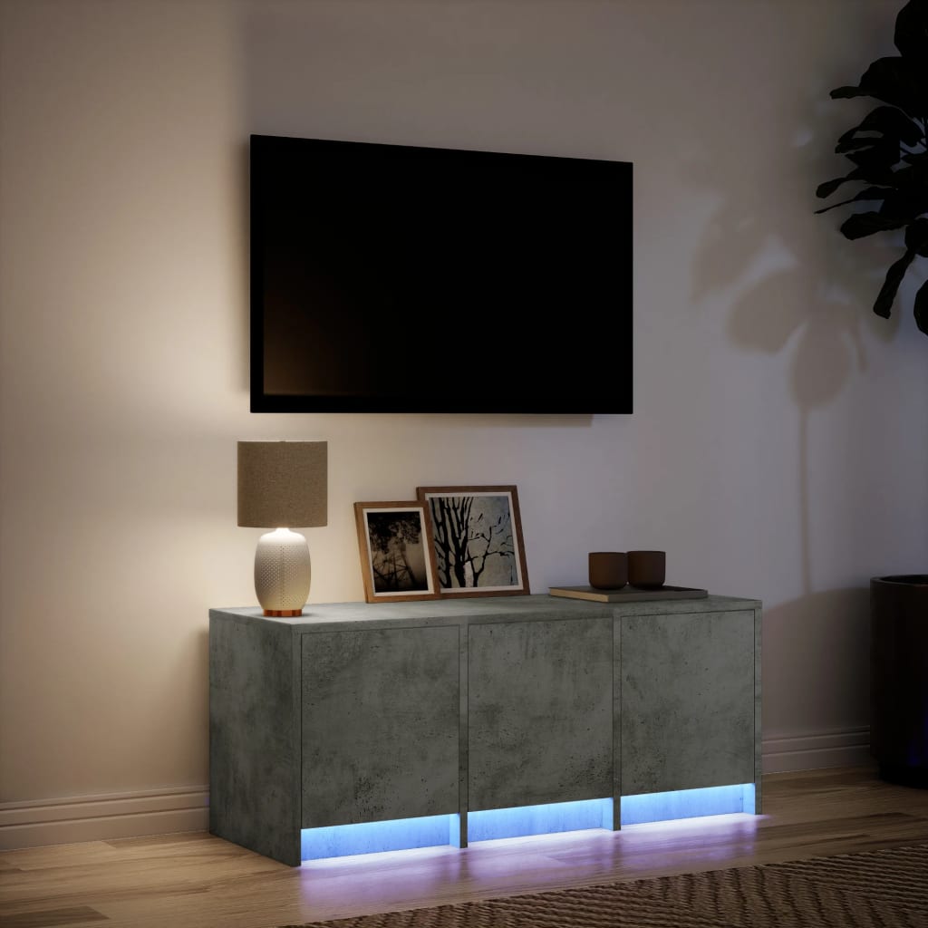 vidaXL Dulap TV cu LED, gri beton, 97x34x40 cm, lemn prelucrat