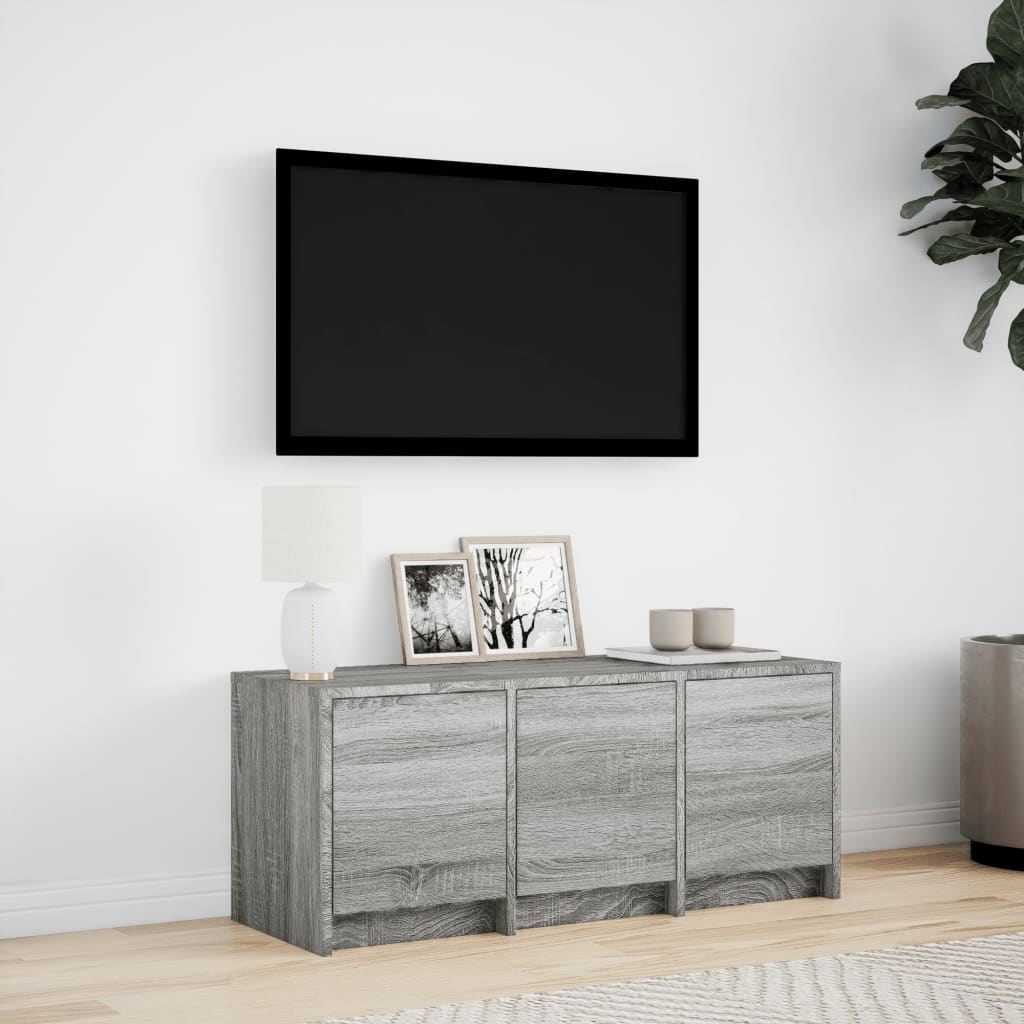 vidaXL Dulap TV cu LED, gri sonoma, 97x34x40 cm, lemn prelucrat