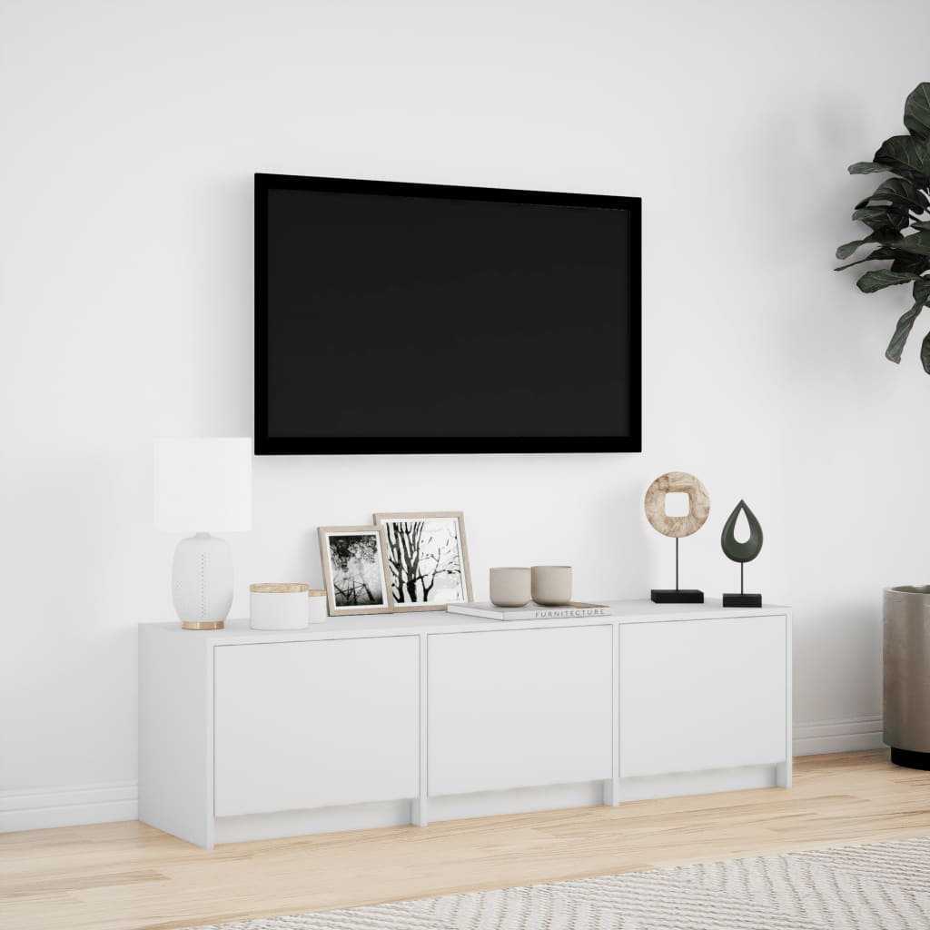vidaXL Comodă TV cu LED, alb, 140x34x40 cm, lemn prelucrat vidaXL Comodă TV cu LED, alb, 140x34x40 cm, lemn prelucrat
