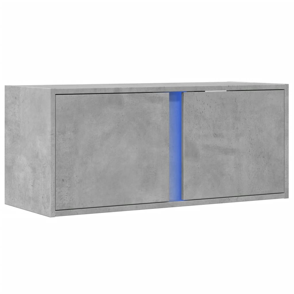 vidaXL Comodă TV de perete cu lumini LED, gri beton, 80x31x35 cm vidaXL Comodă TV de perete cu lumini LED, gri beton, 80x31x35 cm