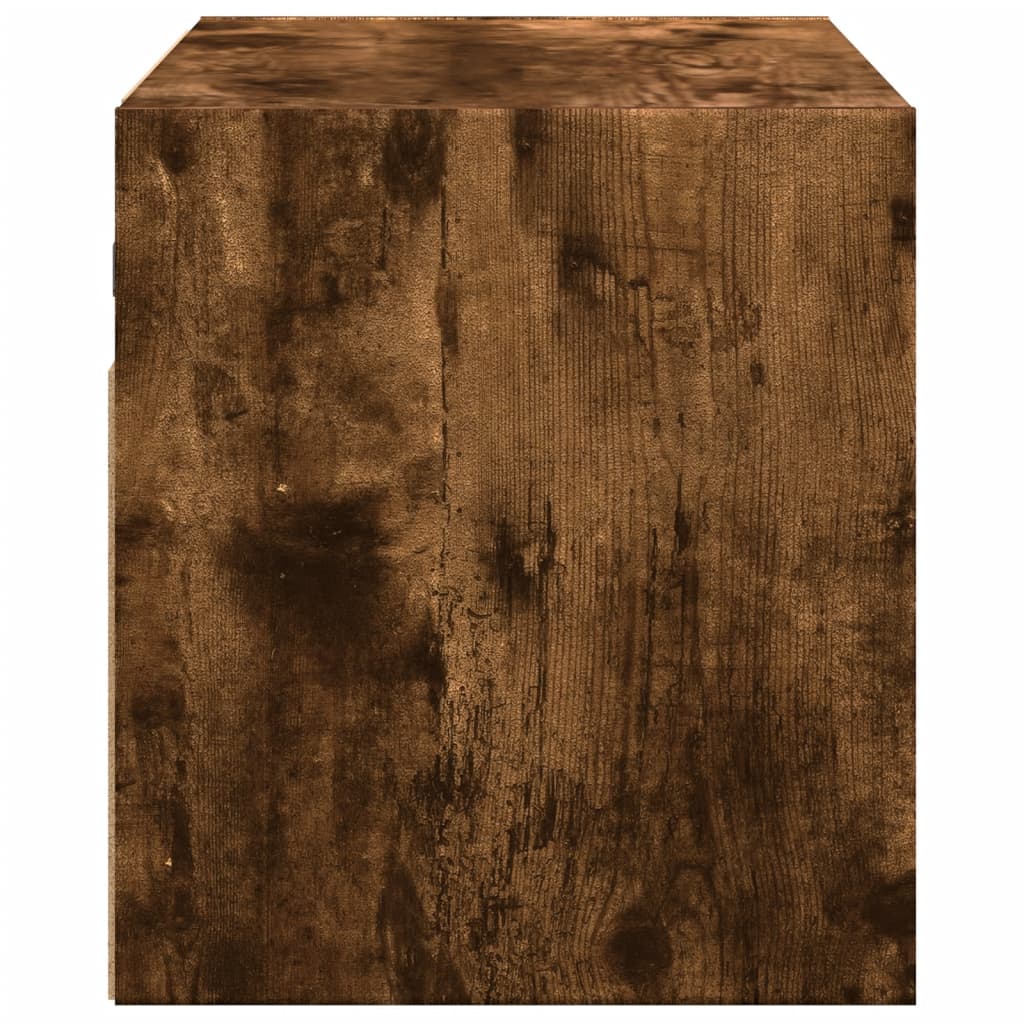 vidaXL Comodă TV de perete cu lumini LED, stejar fumuriu, 80x31x35 cm vidaXL Comodă TV de perete cu lumini LED, stejar fumuriu, 80x31x35 cm