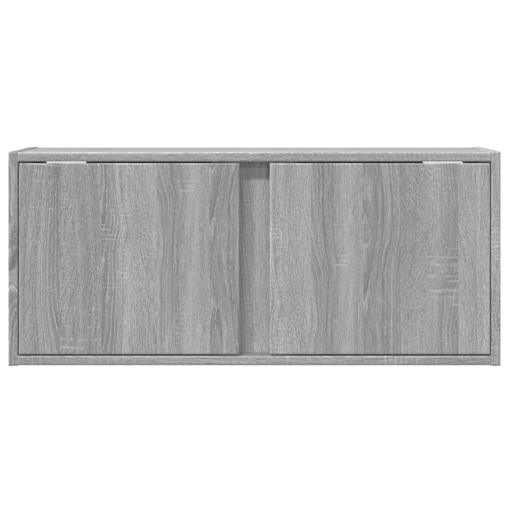 vidaXL Comodă TV de perete cu lumini LED, gri sonoma, 80x31x35 cm vidaXL Comodă TV de perete cu lumini LED, gri sonoma, 80x31x35 cm