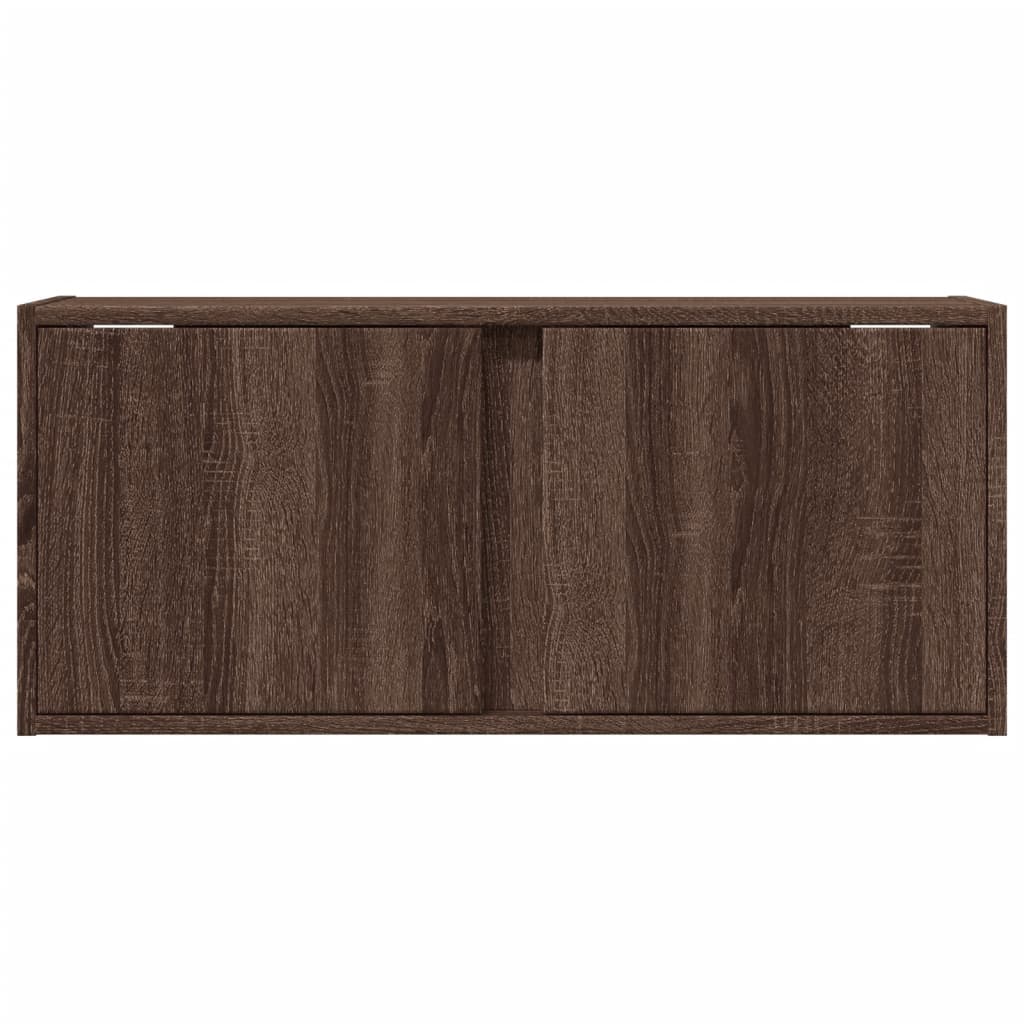 vidaXL Comodă TV de perete cu lumini LED, stejar maro, 80x31x35 cm vidaXL Comodă TV de perete cu lumini LED, stejar maro, 80x31x35 cm