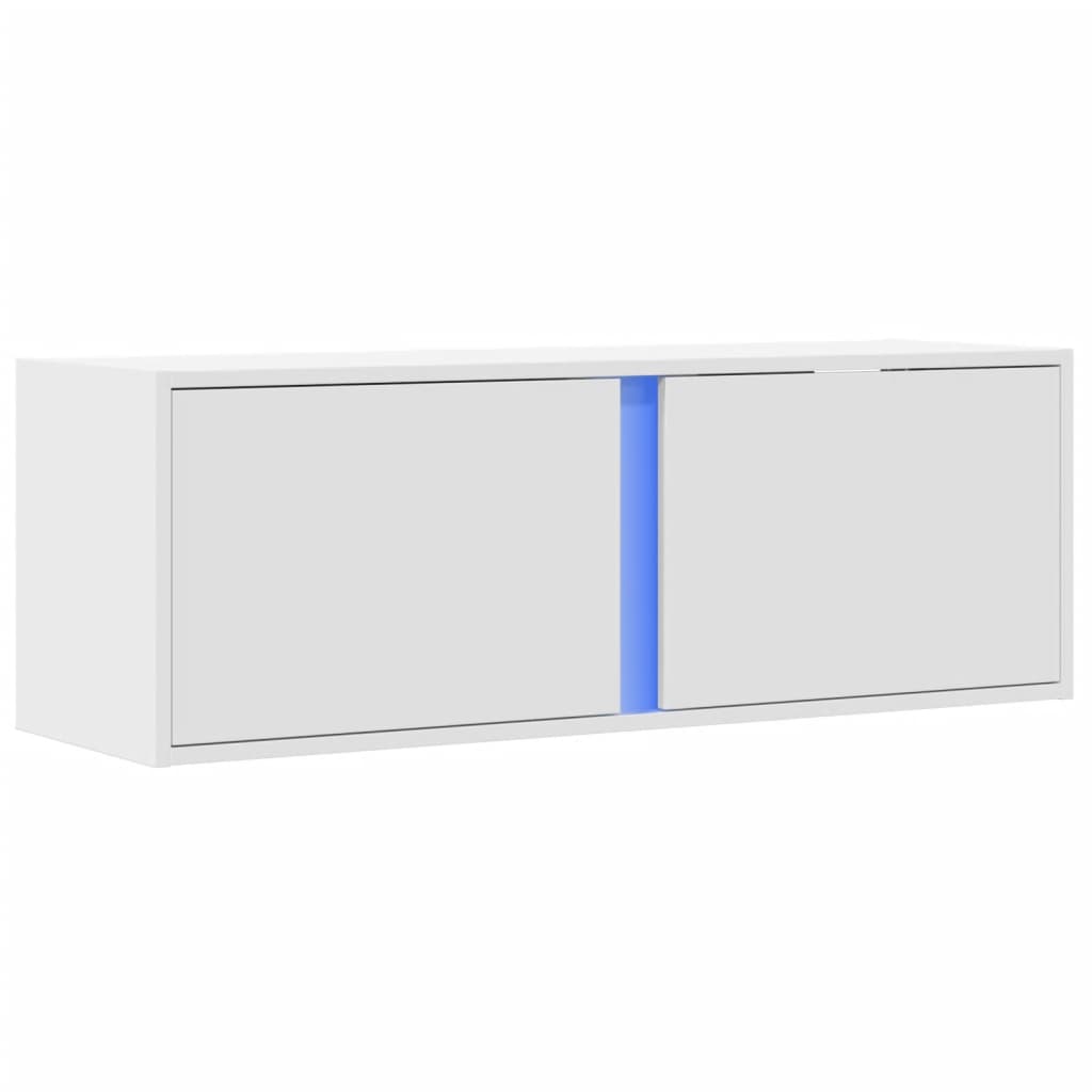 vidaXL Dulap TV de perete cu lumini LED, alb, 100x31x45 cm vidaXL Dulap TV de perete cu lumini LED, alb, 100x31x45 cm