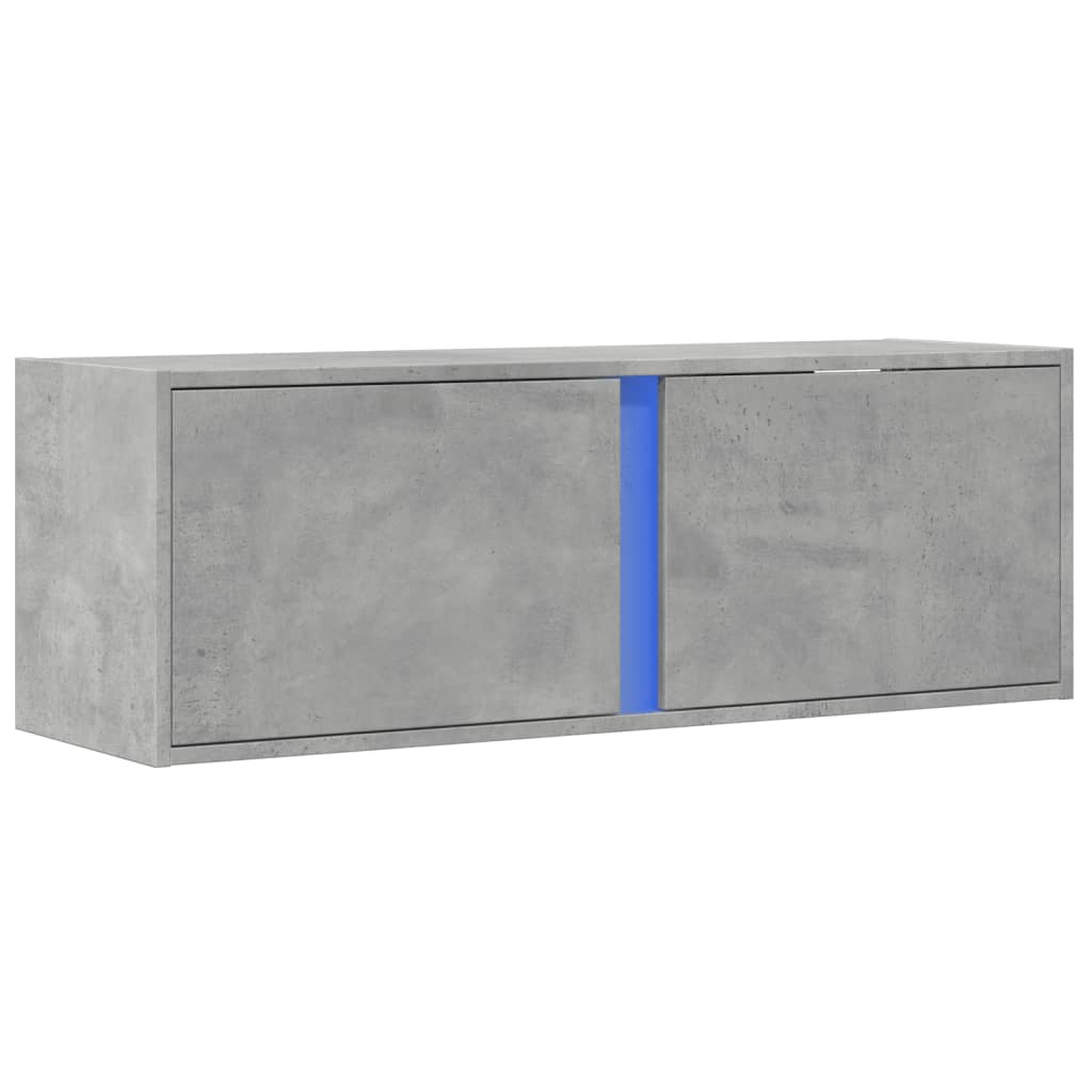 vidaXL Dulap TV de perete cu lumini LED, gri beton, 100x31x35 cm vidaXL Dulap TV de perete cu lumini LED, gri beton, 100x31x35 cm