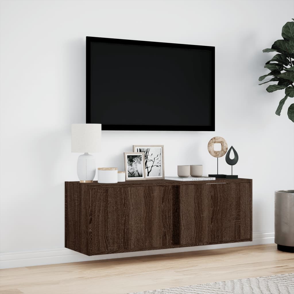 vidaXL Dulap TV de perete cu lumini LED, stejar maro, 100x31x35 cm vidaXL Dulap TV de perete cu lumini LED, stejar maro, 100x31x35 cm