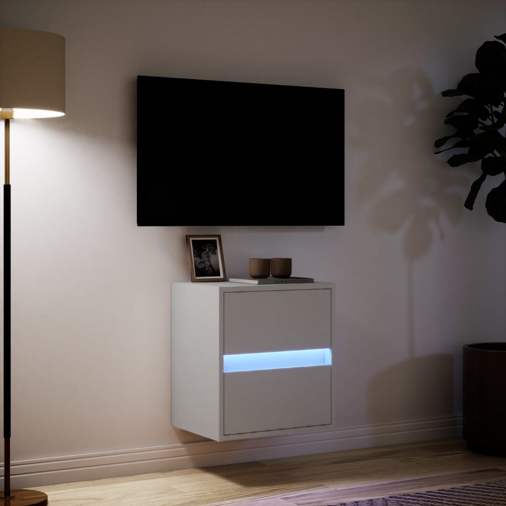 vidaXL Comodă TV de perete cu lumini LED, alb, 41x31x45 cm vidaXL Comodă TV de perete cu lumini LED, alb, 41x31x45 cm