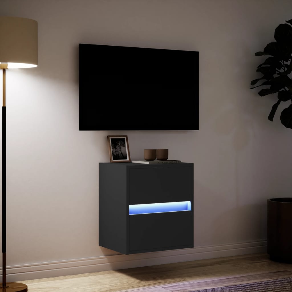 vidaXL Dulap TV de perete cu lumini LED negru 41x31x45 cm vidaXL Dulap TV de perete cu lumini LED negru 41x31x45 cm