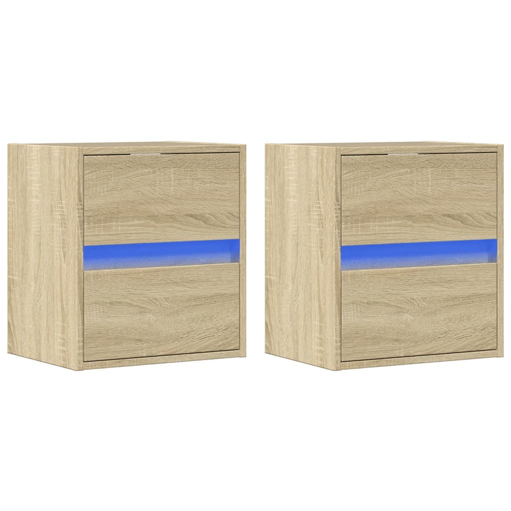vidaXL Comodă TV de perete cu LED, 2 buc. stejar sonoma, 41x31x45 cm vidaXL Comodă TV de perete cu LED, 2 buc. stejar sonoma, 41x31x45 cm