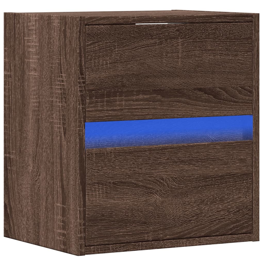 vidaXL Comodă TV de perete cu lumini LED, stejar maro, 41x31x45 cm vidaXL Comodă TV de perete cu lumini LED, stejar maro, 41x31x45 cm
