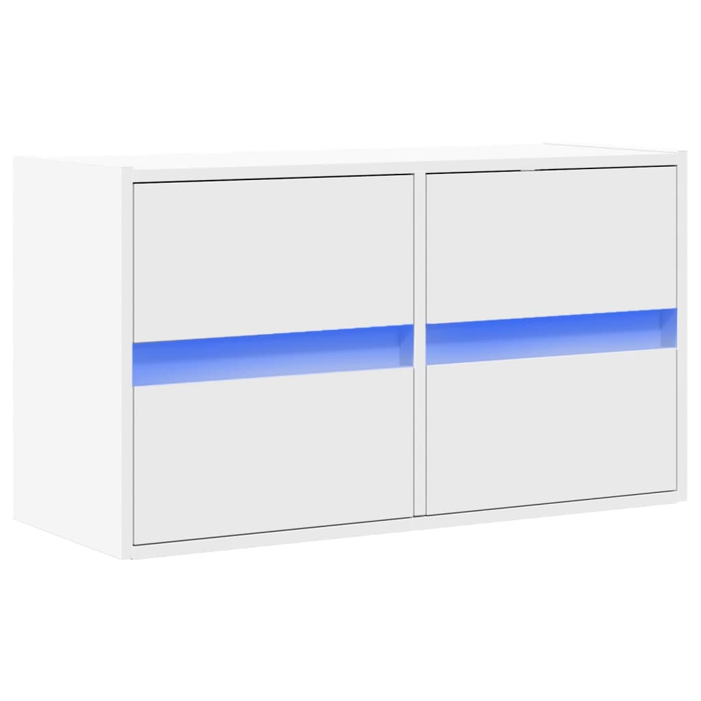 vidaXL Comodă TV de perete cu lumini LED, alb, 80x31x45 cm vidaXL Comodă TV de perete cu lumini LED, alb, 80x31x45 cm