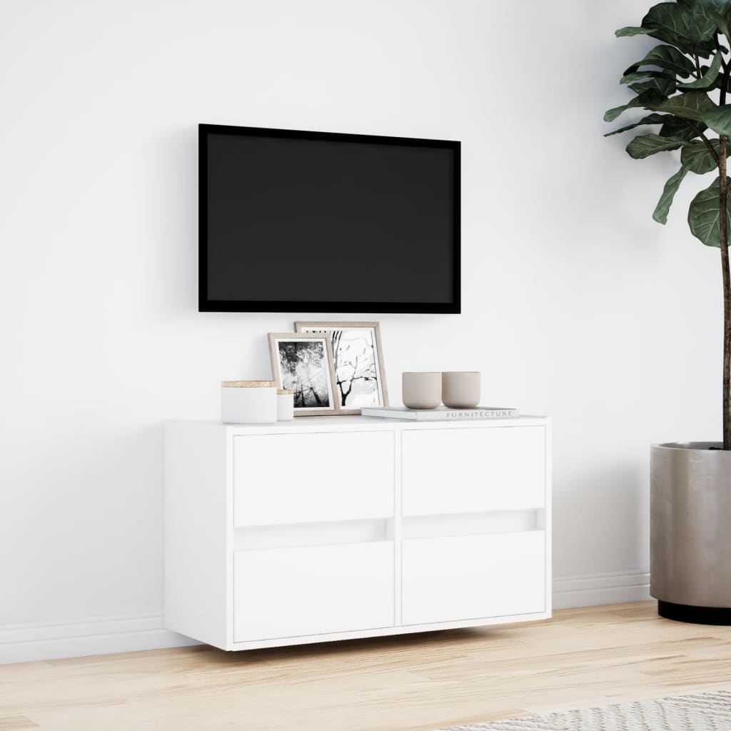 vidaXL Comodă TV de perete cu lumini LED, alb, 80x31x45 cm vidaXL Comodă TV de perete cu lumini LED, alb, 80x31x45 cm