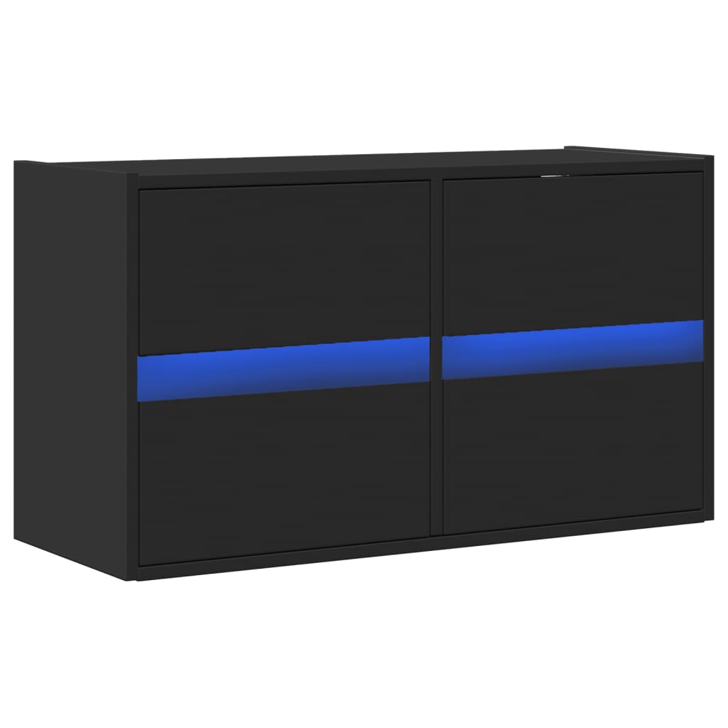 vidaXL Dulap TV de perete cu lumini LED negru 80x31x45 cm vidaXL Dulap TV de perete cu lumini LED negru 80x31x45 cm