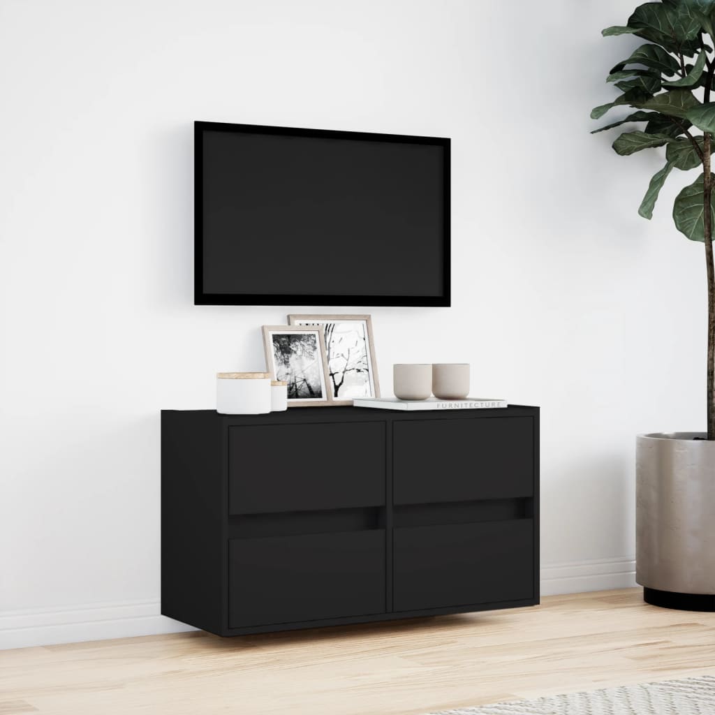 vidaXL Dulap TV de perete cu lumini LED negru 80x31x45 cm vidaXL Dulap TV de perete cu lumini LED negru 80x31x45 cm