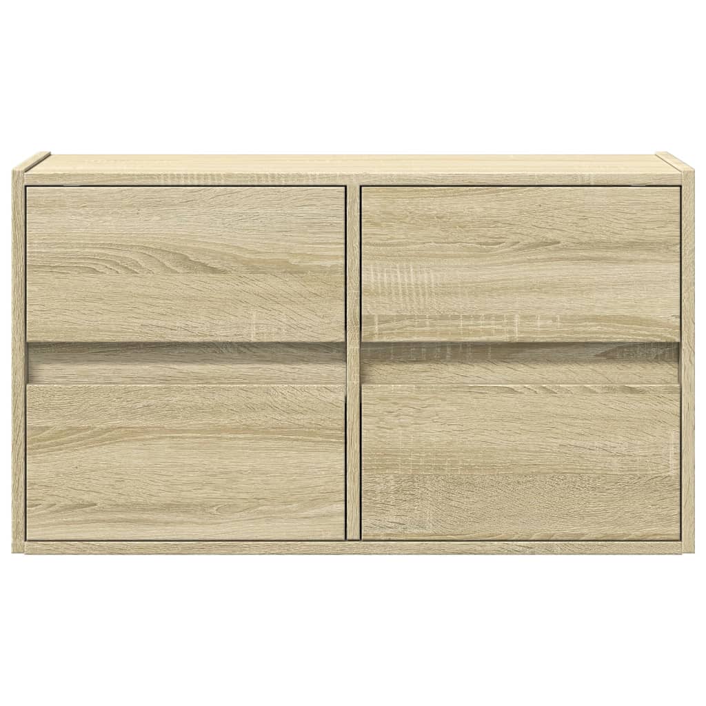 vidaXL Comodă TV de perete cu lumini LED, stejar sonoma, 80x31x45 cm