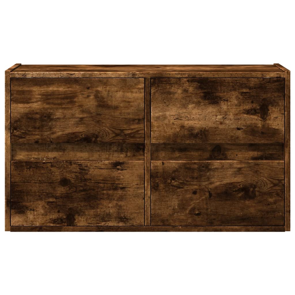 vidaXL Comodă TV de perete cu lumini LED, stejar fumuriu, 80x31x45 cm vidaXL Comodă TV de perete cu lumini LED, stejar fumuriu, 80x31x45 cm