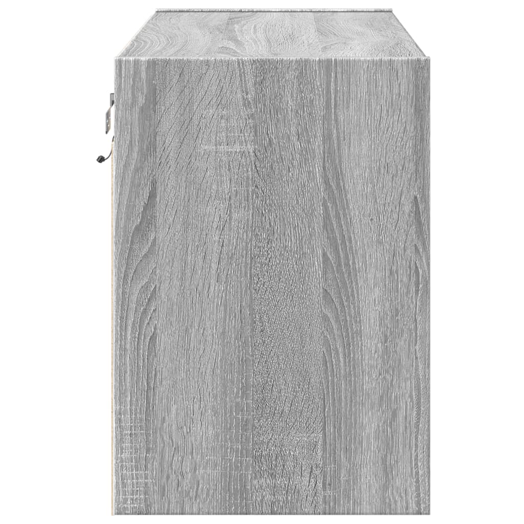 vidaXL Comodă TV de perete cu lumini LED, gri sonoma, 80x31x45 cm vidaXL Comodă TV de perete cu lumini LED, gri sonoma, 80x31x45 cm
