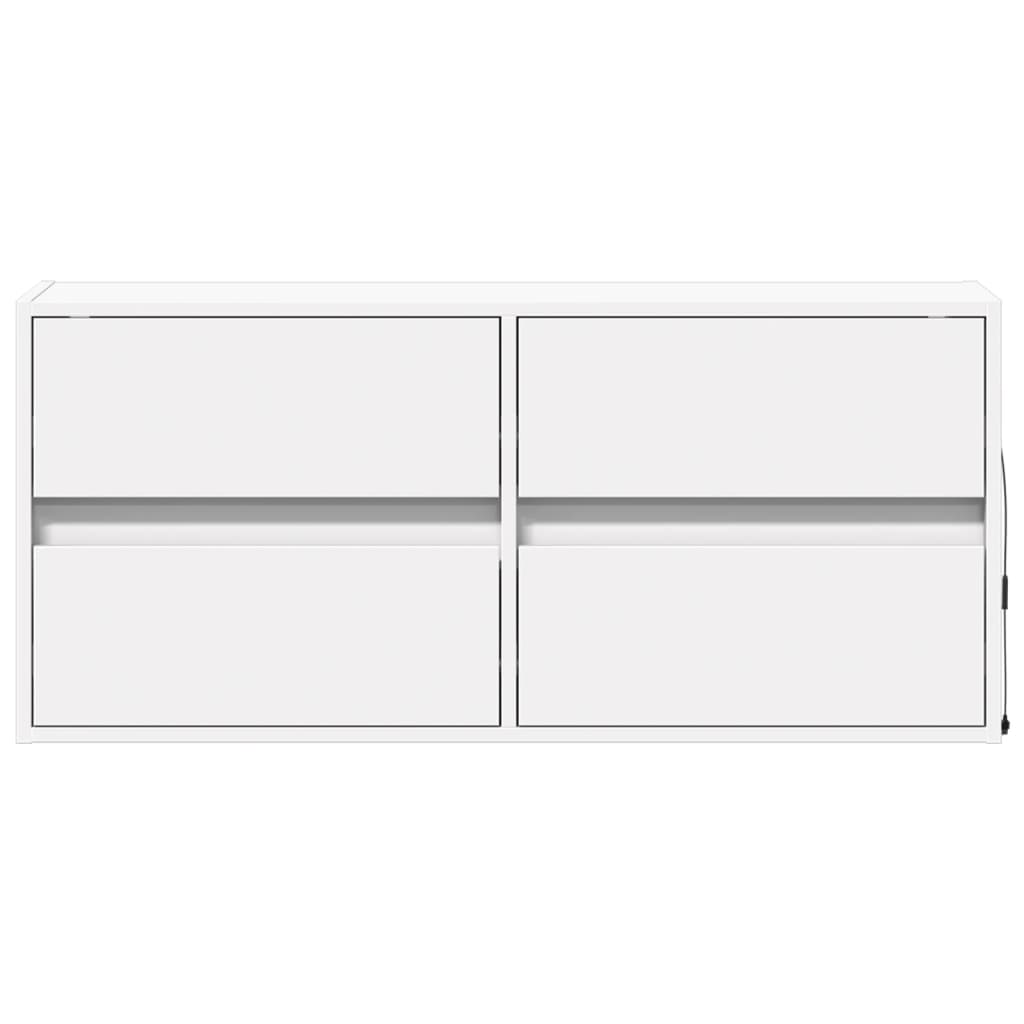 vidaXL Comodă TV de perete cu lumini LED, alb, 100x31x45 cm vidaXL Comodă TV de perete cu lumini LED, alb, 100x31x45 cm
