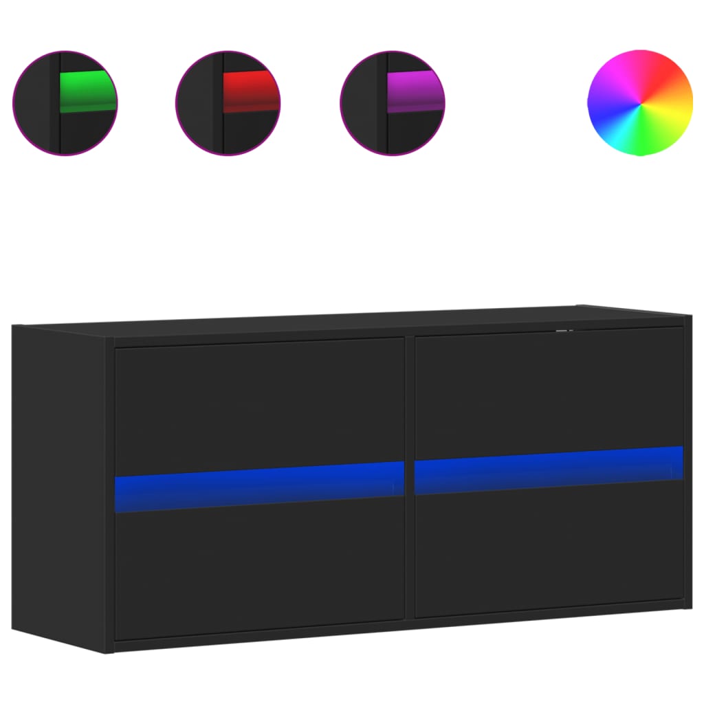 vidaXL Dulap TV de perete cu lumini LED negru 100x31x45 cm vidaXL Dulap TV de perete cu lumini LED negru 100x31x45 cm