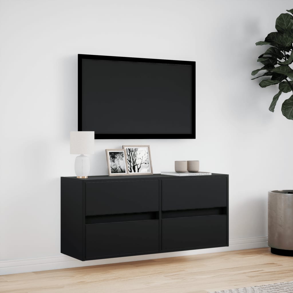 vidaXL Dulap TV de perete cu lumini LED negru 100x31x45 cm vidaXL Dulap TV de perete cu lumini LED negru 100x31x45 cm