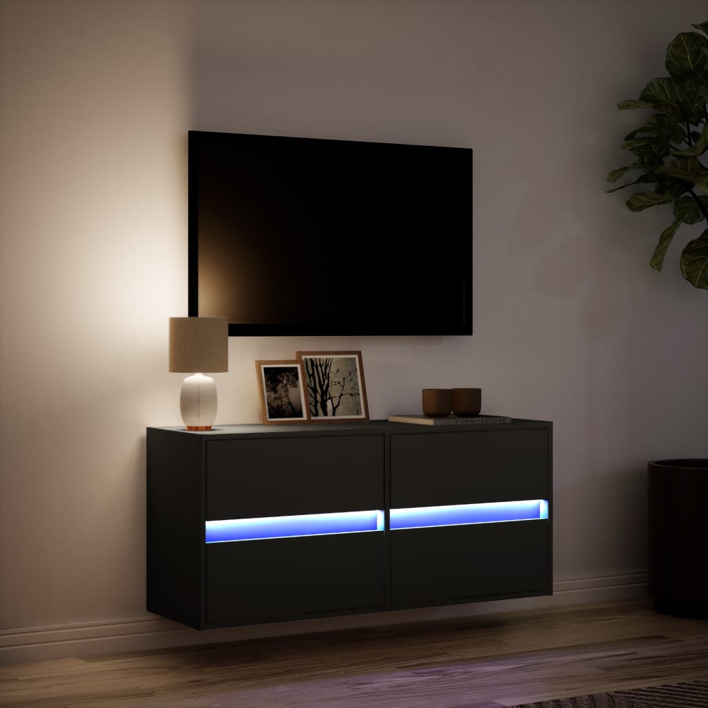 vidaXL Dulap TV de perete cu lumini LED negru 100x31x45 cm vidaXL Dulap TV de perete cu lumini LED negru 100x31x45 cm