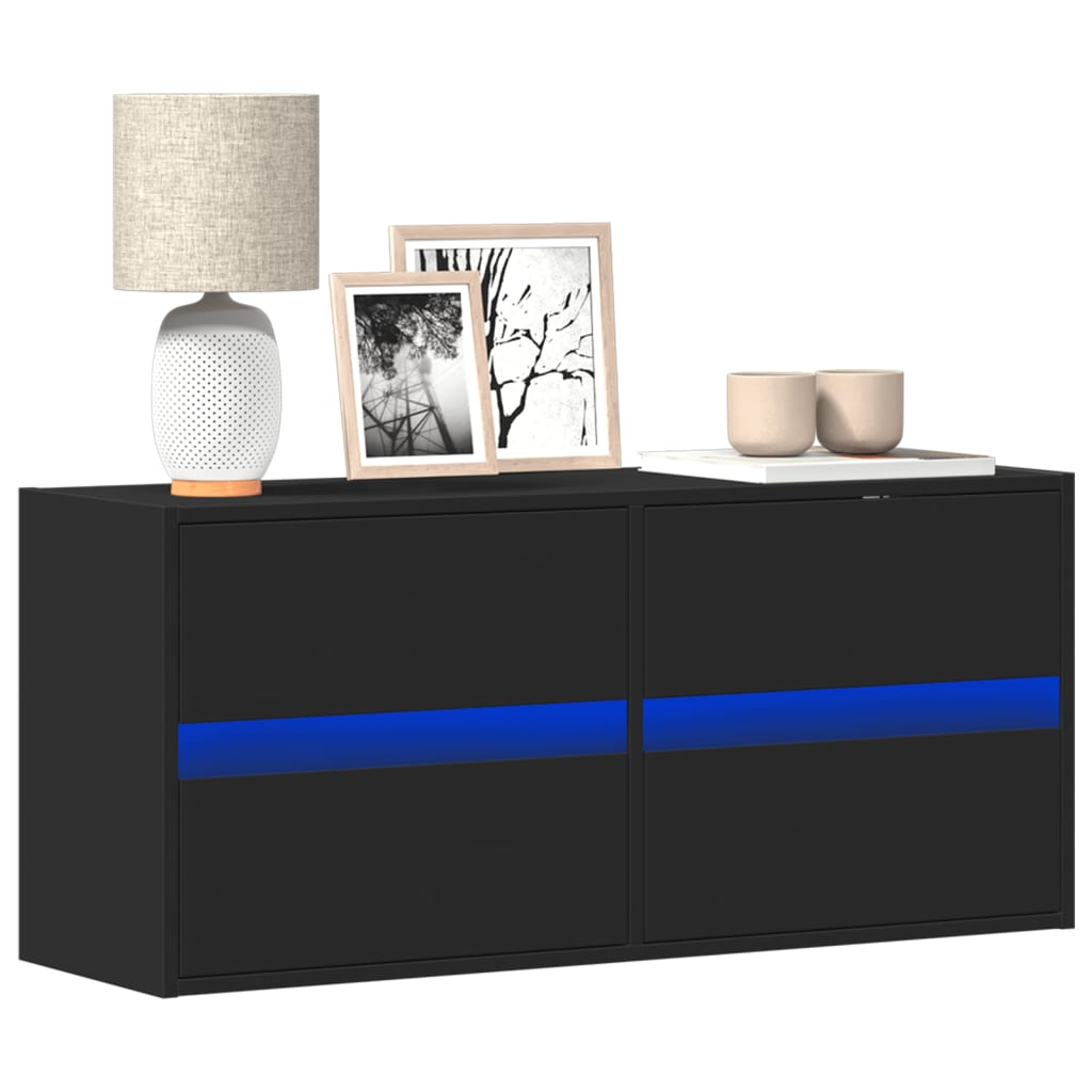 vidaXL Dulap TV de perete cu lumini LED negru 100x31x45 cm vidaXL Dulap TV de perete cu lumini LED negru 100x31x45 cm