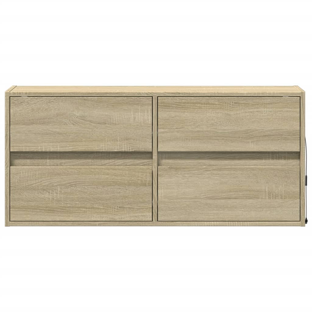 vidaXL Comodă TV de perete cu lumini LED, stejar sonoma, 100x31x45 cm vidaXL Comodă TV de perete cu lumini LED, stejar sonoma, 100x31x45 cm