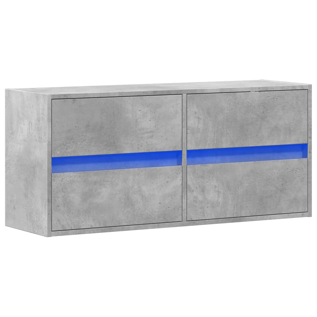 vidaXL Comodă TV de perete cu lumini LED, gri beton, 100x31x45 cm vidaXL Comodă TV de perete cu lumini LED, gri beton, 100x31x45 cm