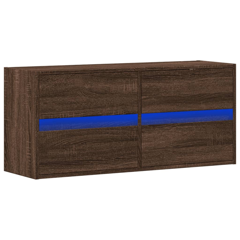vidaXL Comodă TV de perete cu lumini LED, stejar maro, 100x31x45 cm vidaXL Comodă TV de perete cu lumini LED, stejar maro, 100x31x45 cm