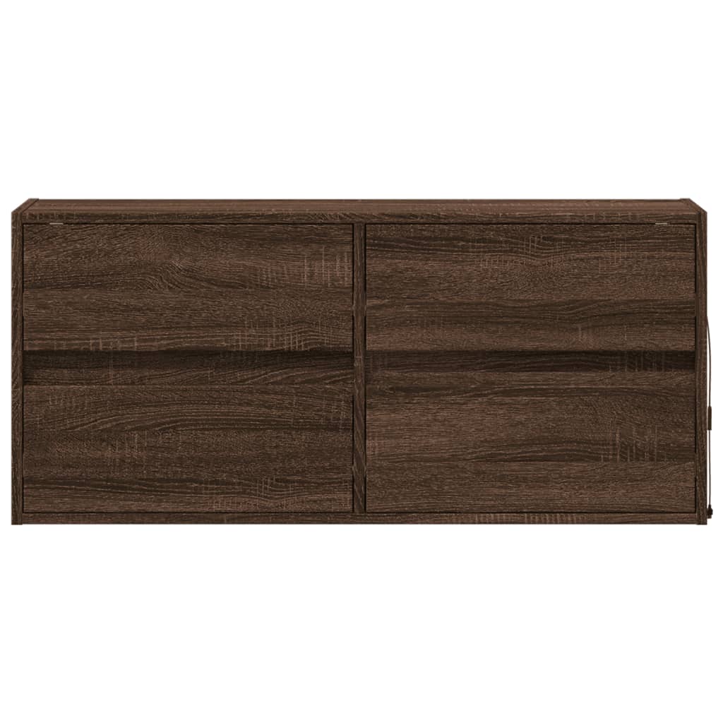 vidaXL Comodă TV de perete cu lumini LED, stejar maro, 100x31x45 cm vidaXL Comodă TV de perete cu lumini LED, stejar maro, 100x31x45 cm