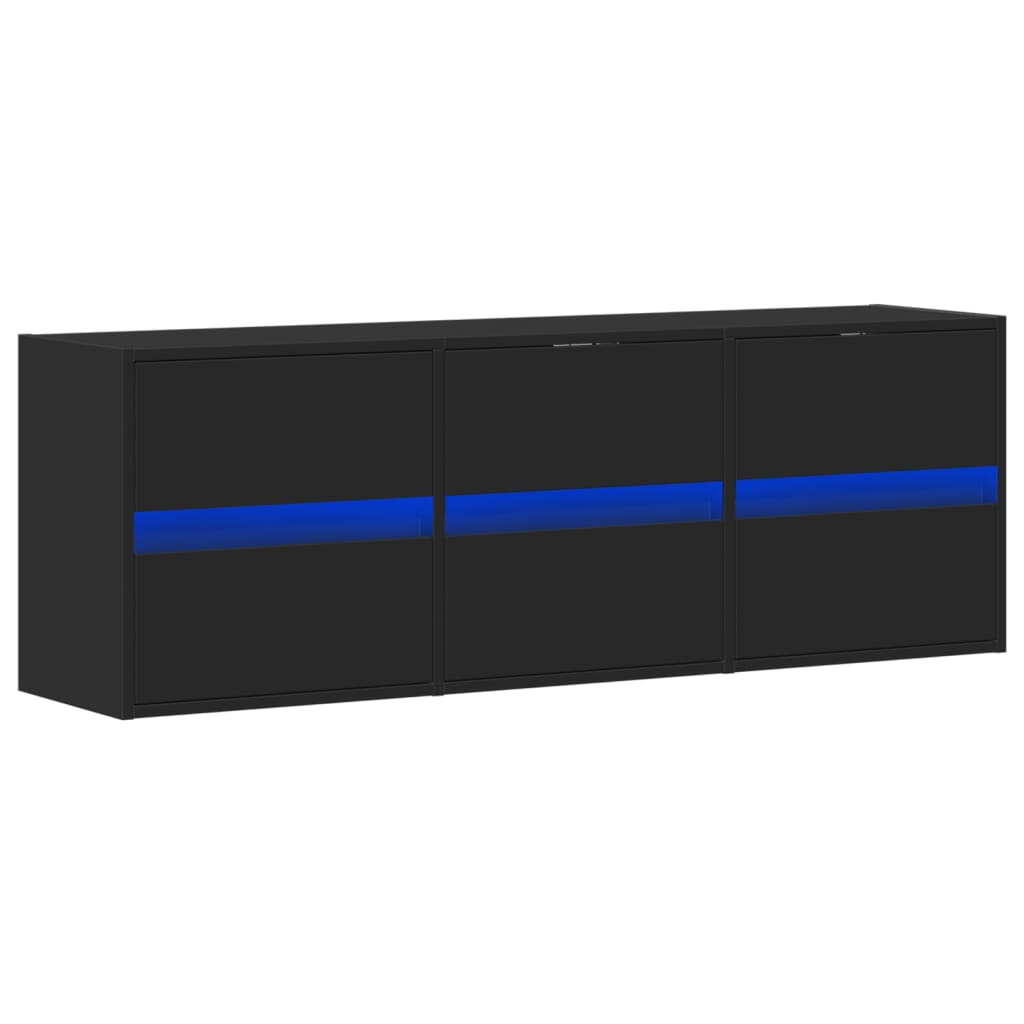 vidaXL Dulap TV de perete cu lumini LED negru 130x31x45 cm vidaXL Dulap TV de perete cu lumini LED negru 130x31x45 cm