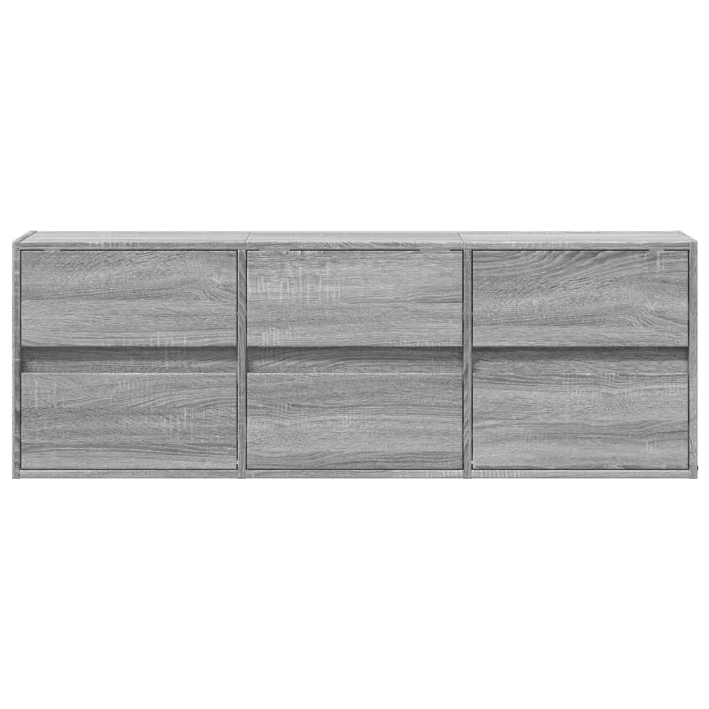 vidaXL Comodă TV de perete cu lumini LED, gri sonoma, 130x31x45 cm vidaXL Comodă TV de perete cu lumini LED, gri sonoma, 130x31x45 cm