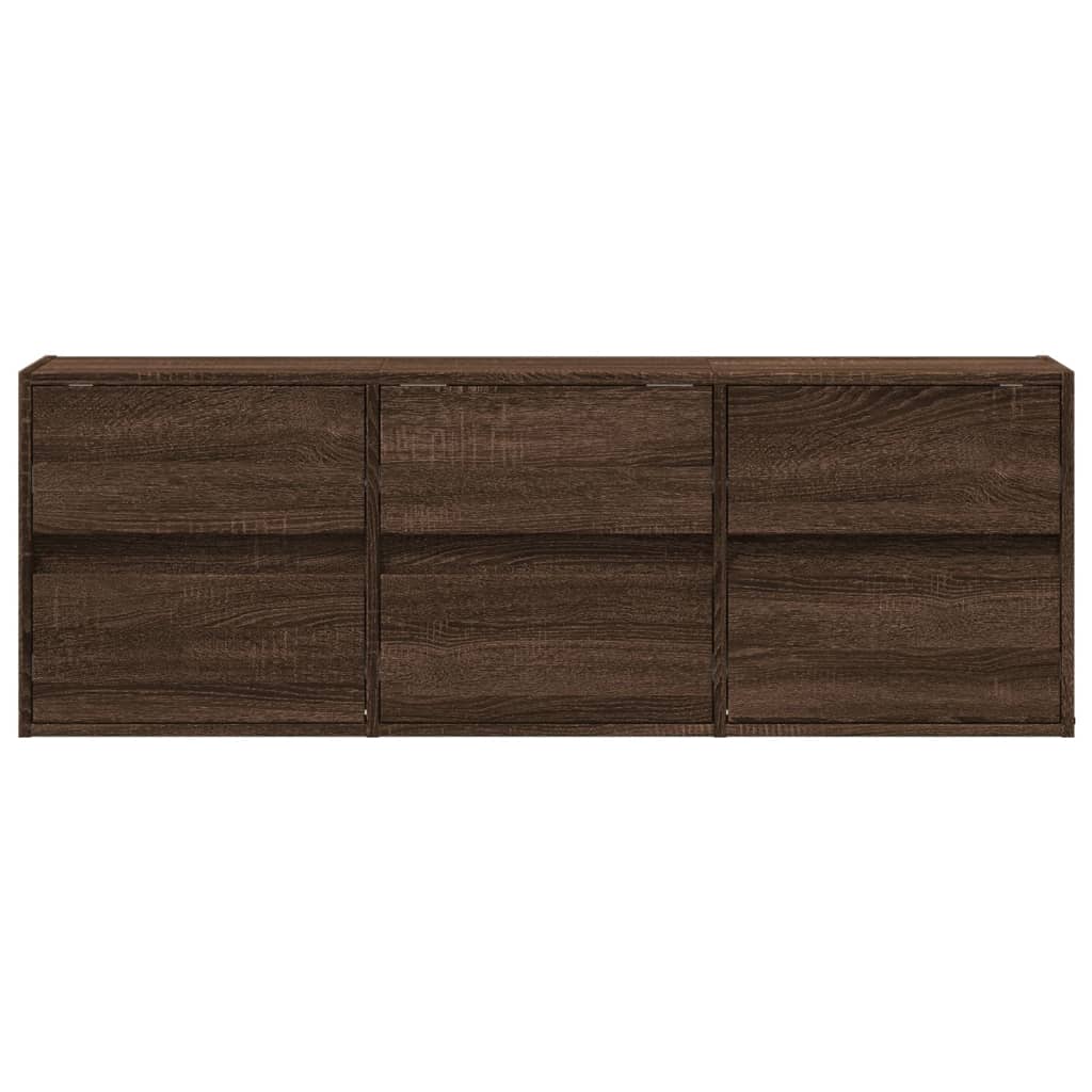 vidaXL Comodă TV de perete cu lumini LED, stejar maro, 130x31x45 cm vidaXL Comodă TV de perete cu lumini LED, stejar maro, 130x31x45 cm
