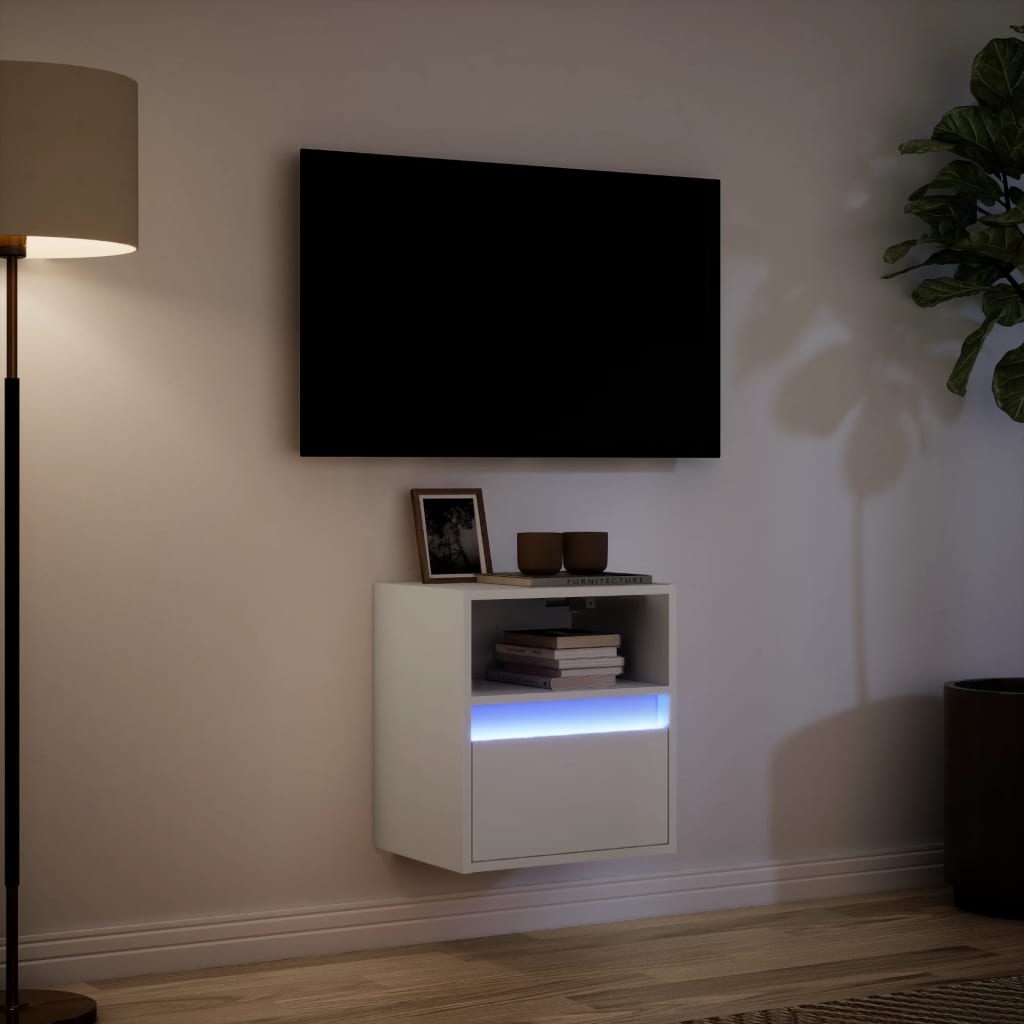 vidaXL Comodă TV de perete cu lumini LED, alb, 41x31x45 cm vidaXL Comodă TV de perete cu lumini LED, alb, 41x31x45 cm
