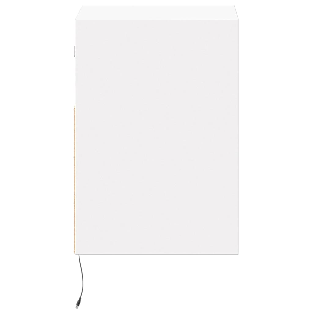 vidaXL Comode TV de perete cu lumini LED, 2 buc., alb, 41x31x45 cm