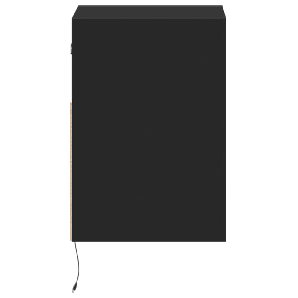 vidaXL Comode TV de perete cu lumini LED, 2 buc., negru, 41x31x45 cm