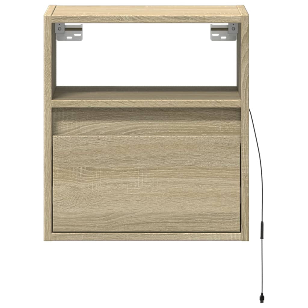 vidaXL Comodă TV de perete cu lumini LED, stejar sonoma, 41x31x45 cm vidaXL Comodă TV de perete cu lumini LED, stejar sonoma, 41x31x45 cm