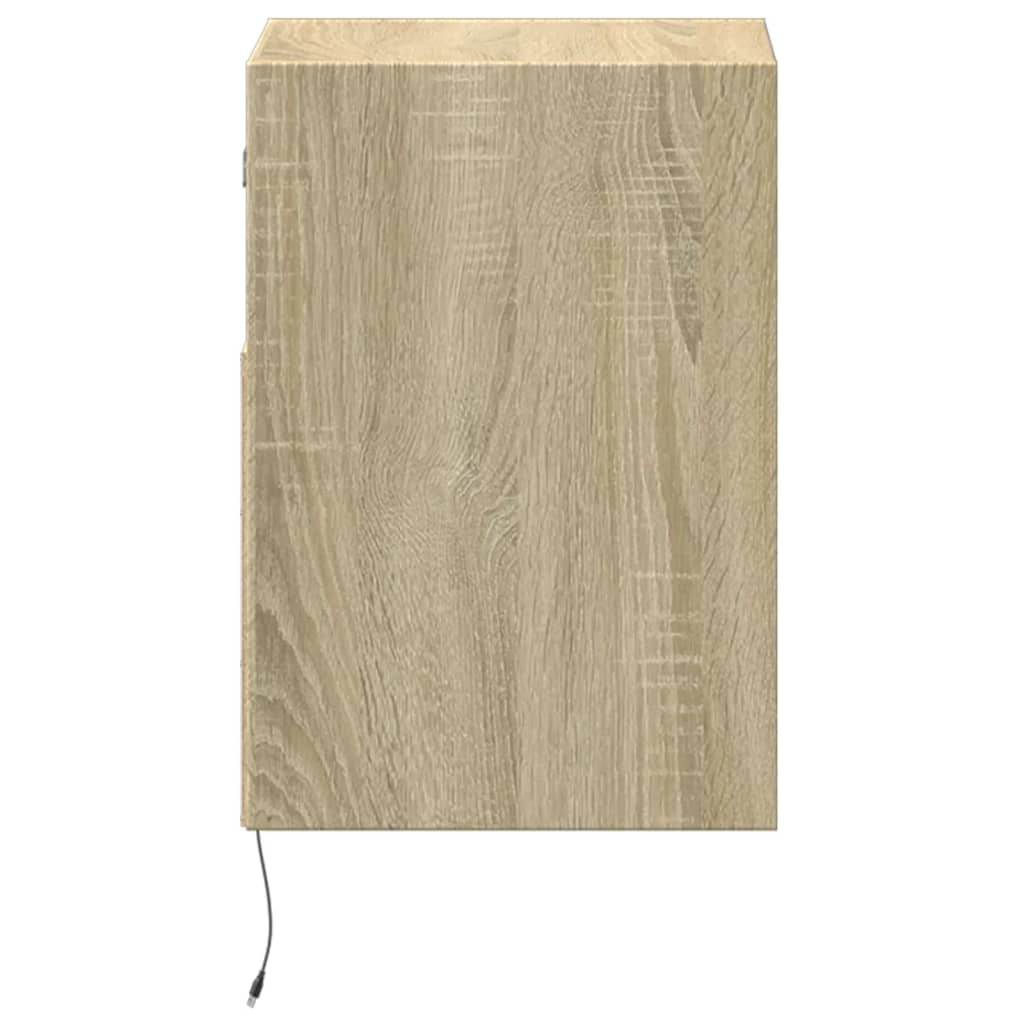 vidaXL Comodă TV de perete cu lumini LED, stejar sonoma, 41x31x45 cm vidaXL Comodă TV de perete cu lumini LED, stejar sonoma, 41x31x45 cm