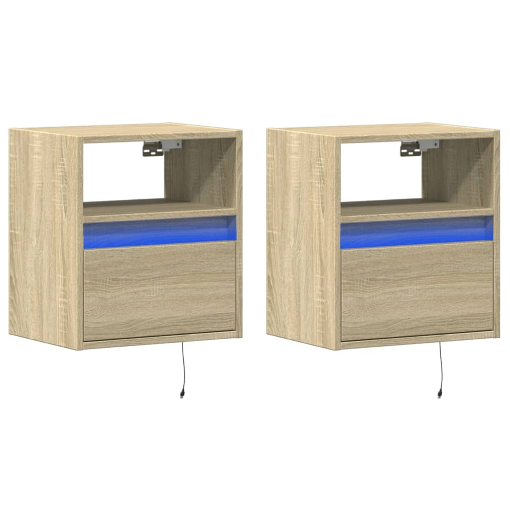 vidaXL Comodă TV de perete cu LED, 2 buc. stejar sonoma, 41x31x45 cm vidaXL Comodă TV de perete cu LED, 2 buc. stejar sonoma, 41x31x45 cm