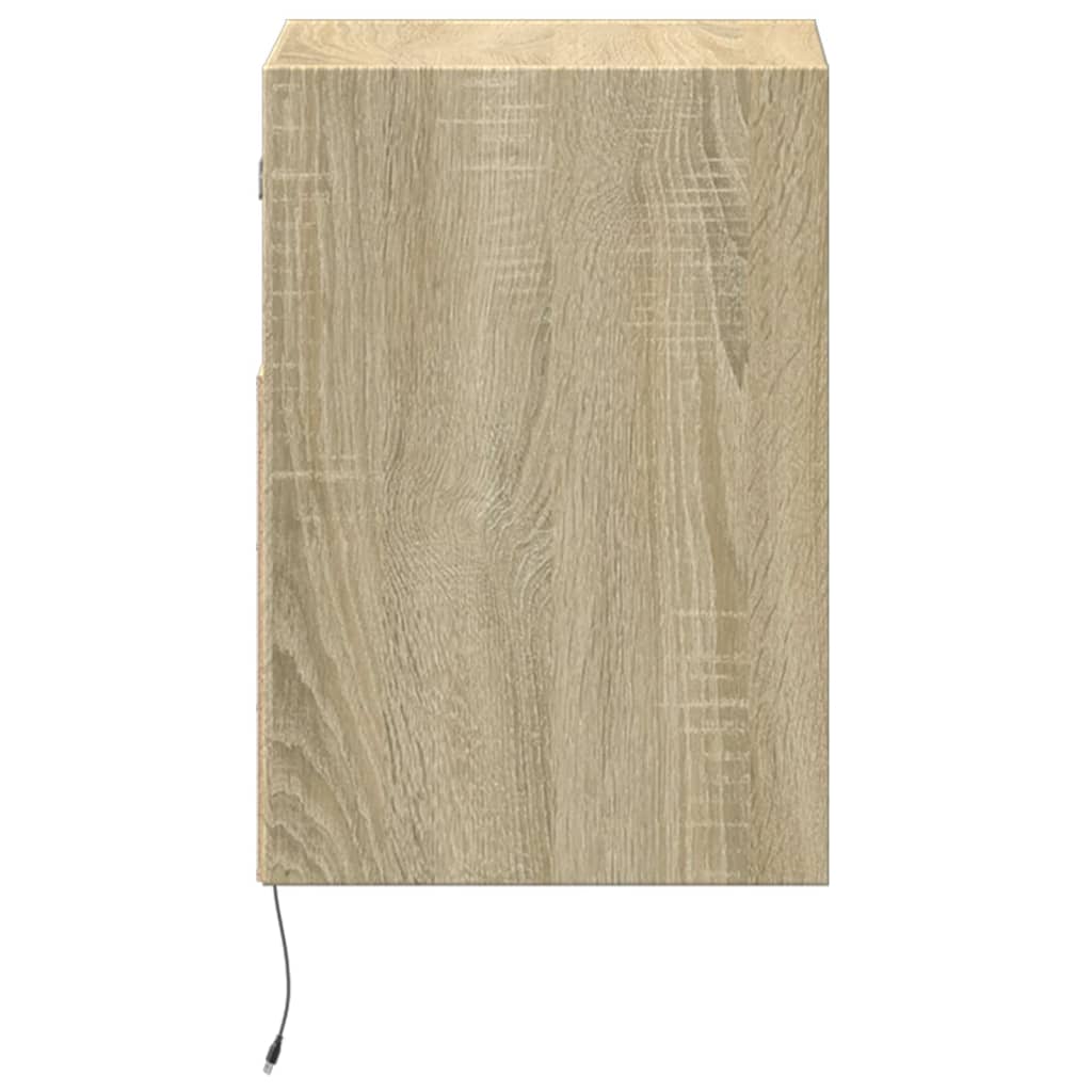 vidaXL Comodă TV de perete cu LED, 2 buc. stejar sonoma, 41x31x45 cm vidaXL Comodă TV de perete cu LED, 2 buc. stejar sonoma, 41x31x45 cm