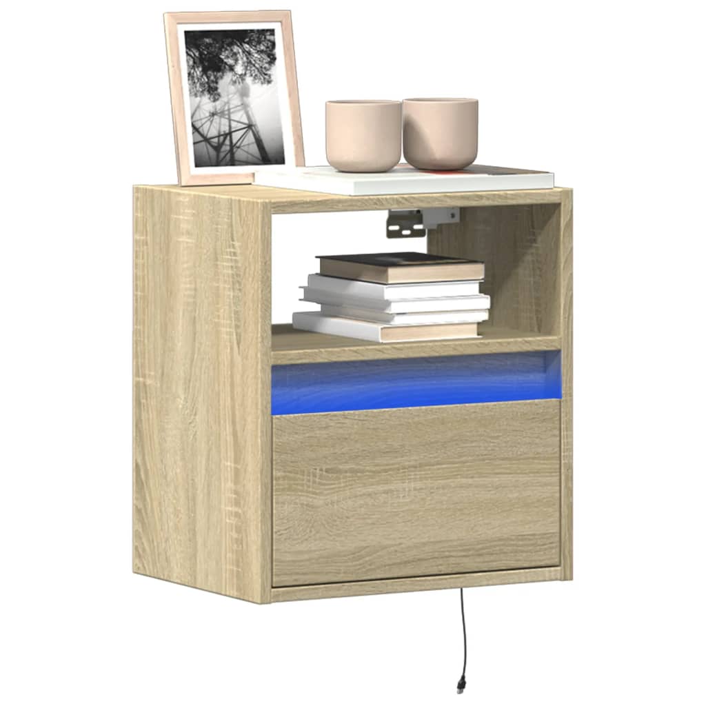 vidaXL Comodă TV de perete cu LED, 2 buc. stejar sonoma, 41x31x45 cm vidaXL Comodă TV de perete cu LED, 2 buc. stejar sonoma, 41x31x45 cm