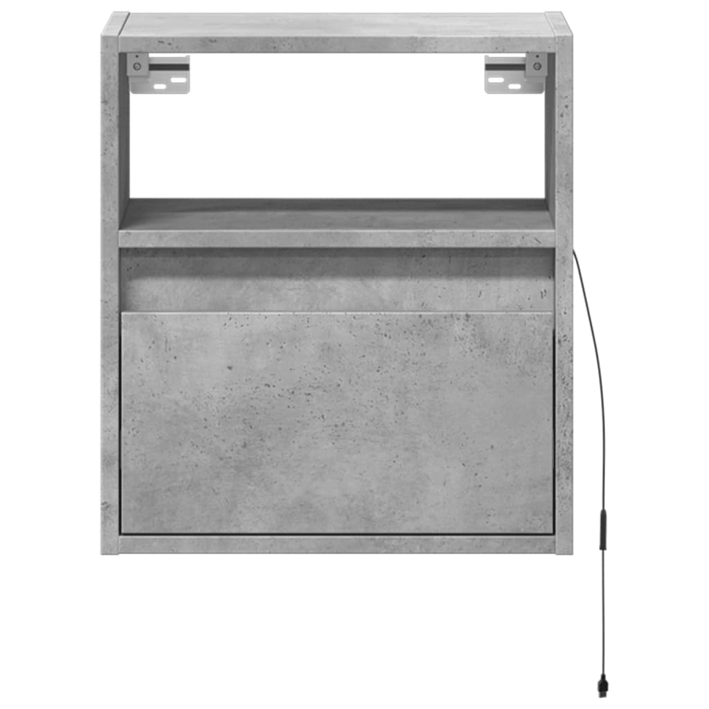 vidaXL Comodă TV de perete cu lumini LED, gri beton, 41x31x45 cm vidaXL Comodă TV de perete cu lumini LED, gri beton, 41x31x45 cm