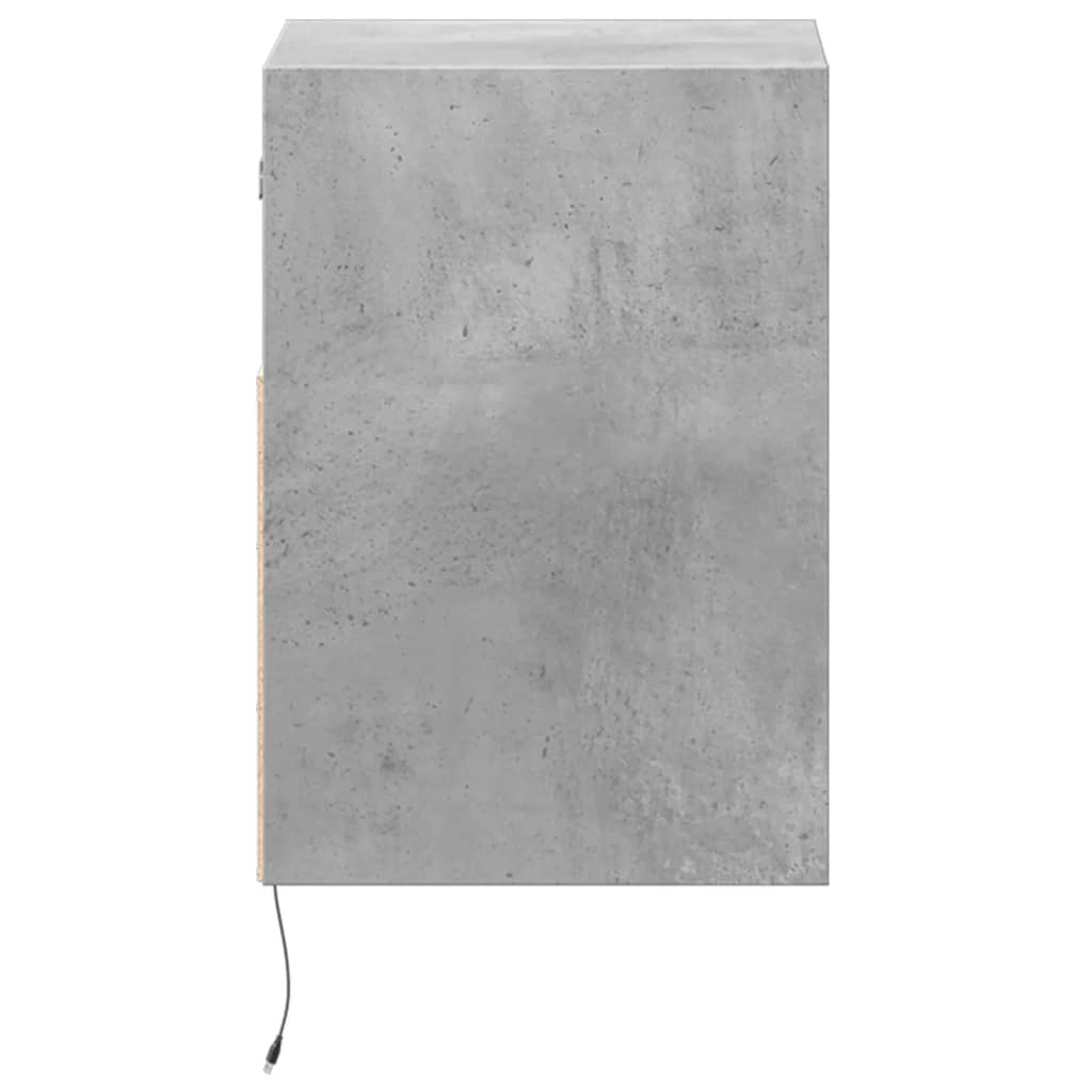 vidaXL Comode TV de perete cu lumini LED 2 buc. gri beton 41x31x45 cm
