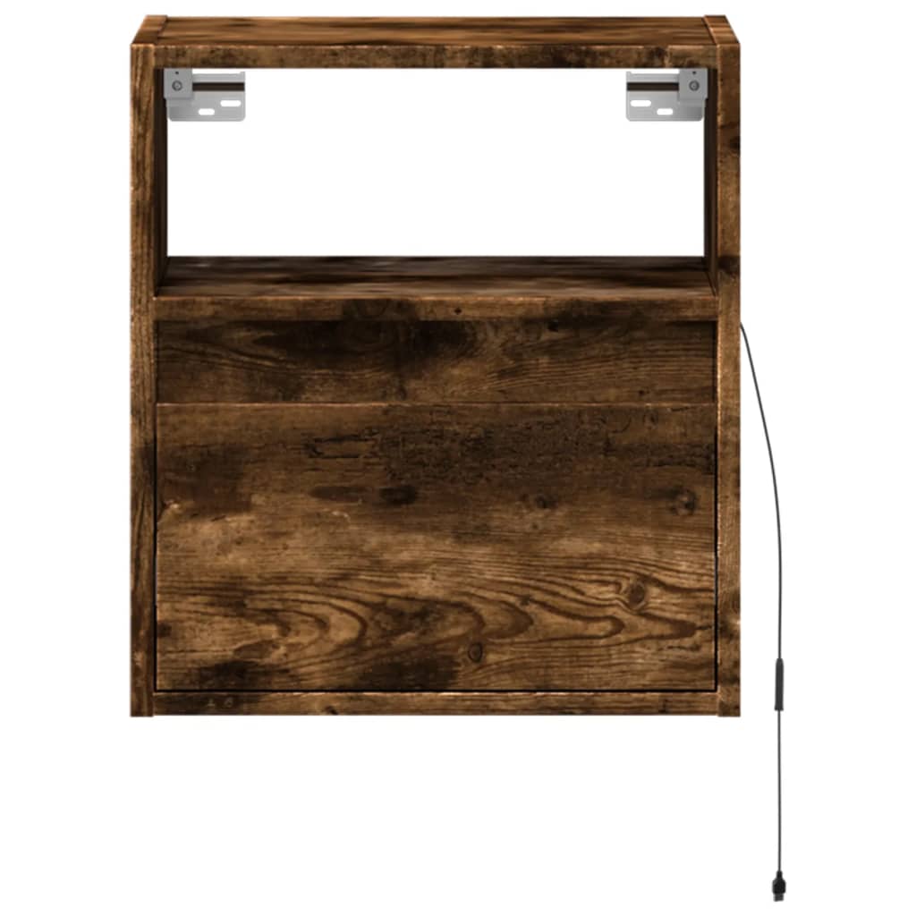 vidaXL Comodă TV de perete cu LED, 2 buc. stejar fumuriu, 41x31x45 cm vidaXL Comodă TV de perete cu LED, 2 buc. stejar fumuriu, 41x31x45 cm