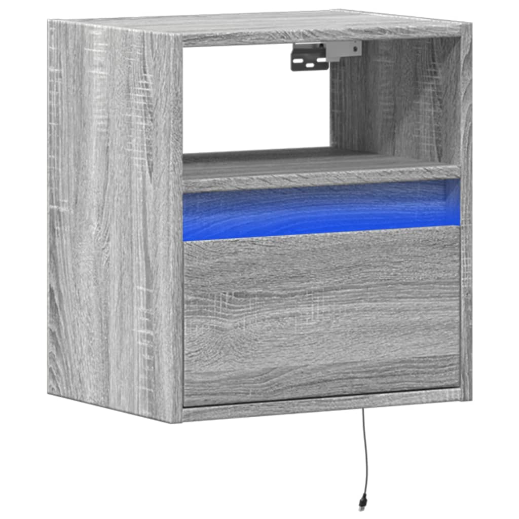 vidaXL Comodă TV de perete cu lumini LED, gri sonoma, 41x31x45 cm vidaXL Comodă TV de perete cu lumini LED, gri sonoma, 41x31x45 cm