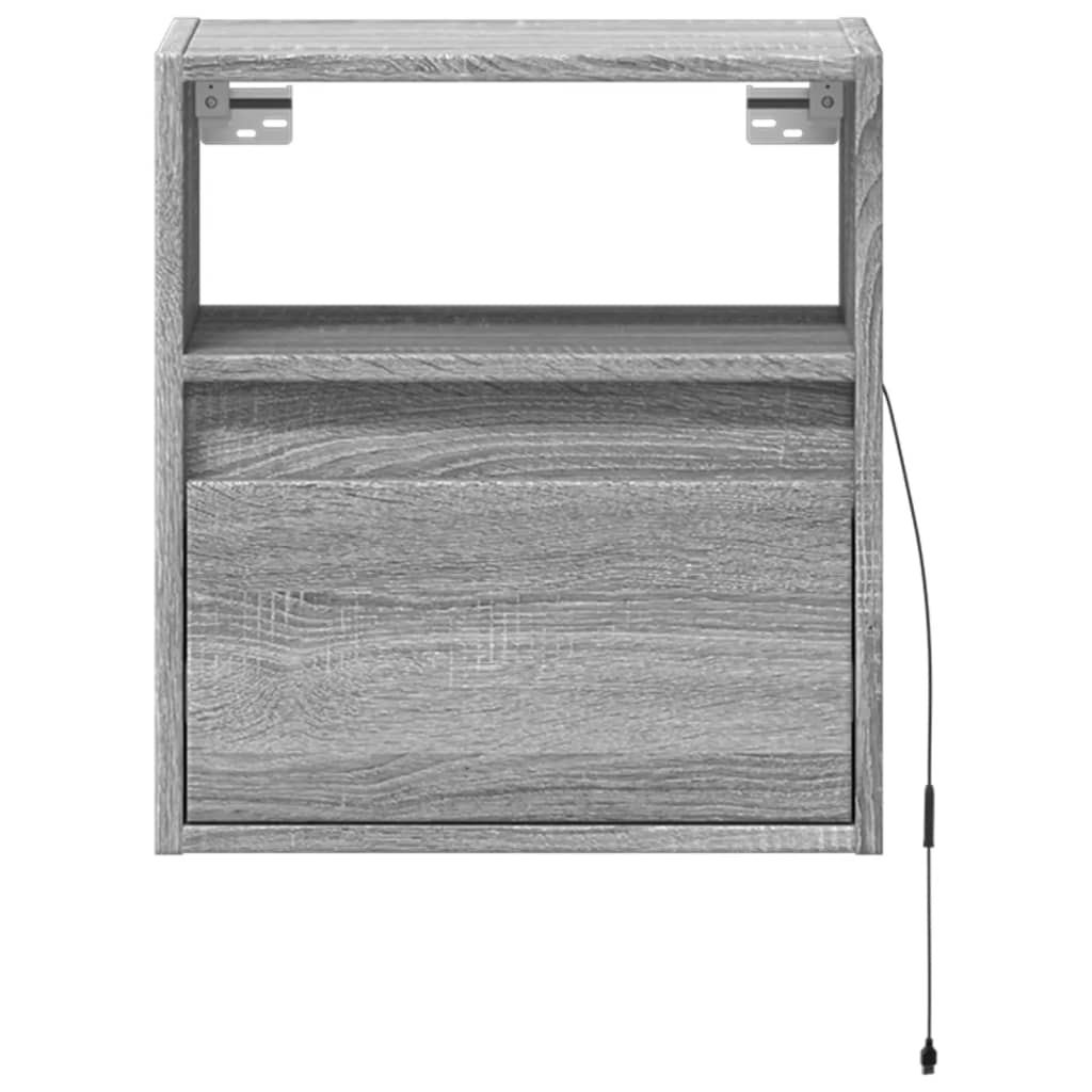 vidaXL Comodă TV de perete cu lumini LED, gri sonoma, 41x31x45 cm vidaXL Comodă TV de perete cu lumini LED, gri sonoma, 41x31x45 cm