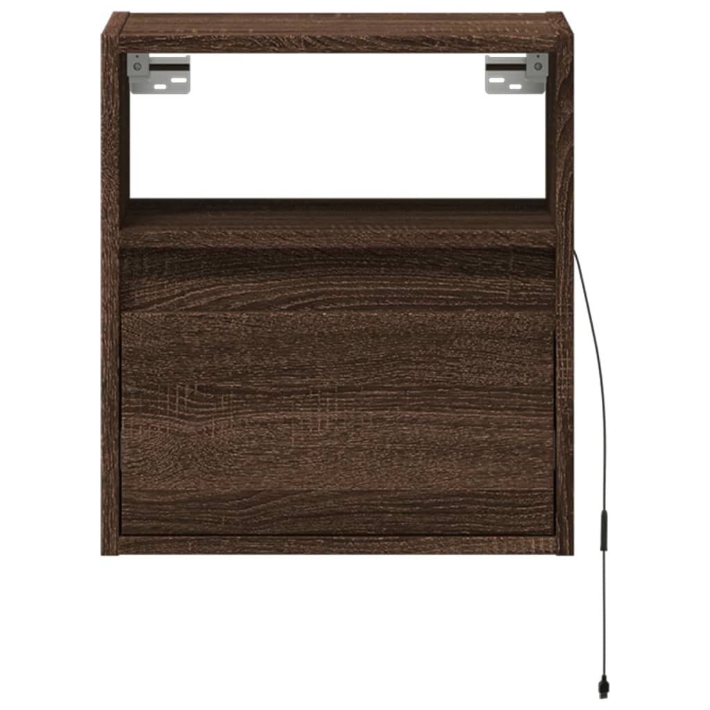 vidaXL Comodă TV de perete cu lumini LED, stejar maro, 41x31x45 cm vidaXL Comodă TV de perete cu lumini LED, stejar maro, 41x31x45 cm