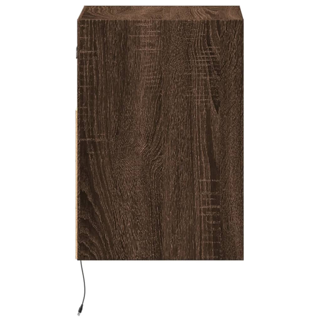 vidaXL Comodă TV de perete cu LED, 2 buc. stejar maro, 41x31x45 cm vidaXL Comodă TV de perete cu LED, 2 buc. stejar maro, 41x31x45 cm