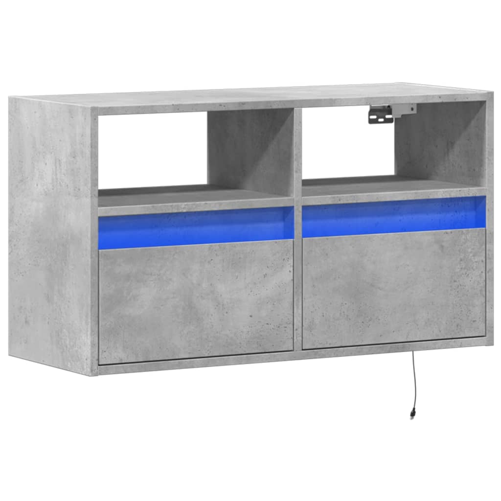 vidaXL Comodă TV de perete cu lumini LED, gri beton, 80x31x45 cm vidaXL Comodă TV de perete cu lumini LED, gri beton, 80x31x45 cm